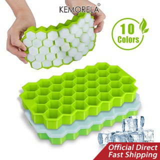 KEMORELA Bandejas para cubos gelo Honeycomb Molde silicone reutilizável para cubos Máquina fazer sem BPA com tampas removíveis