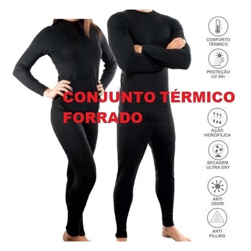 Roupa Térmica Flanelada para Frio Neve  Calça + Blusa Gola Alta + Meia Térmica