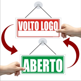 Placa ABERTO e VOLTO LOGO - para loja empresa escritorio em Oferta na Shopee