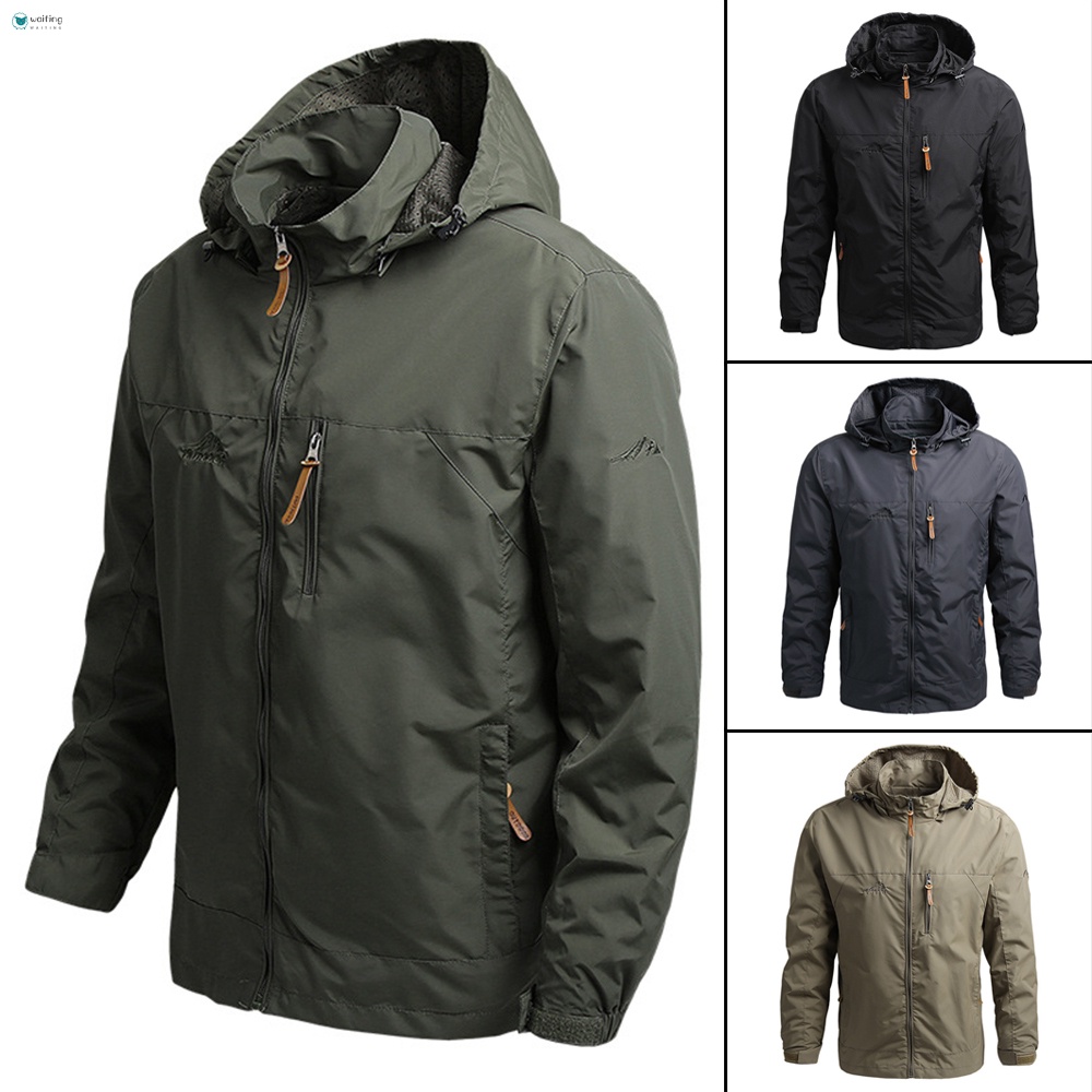 Jaqueta Com Capuz Casaco Corta-Vento Quente À Prova D'água Para Homens Caminhadas Pesca Outerwear Jaquetas Moda Pure Color Design Dos Chuva & Anoraks