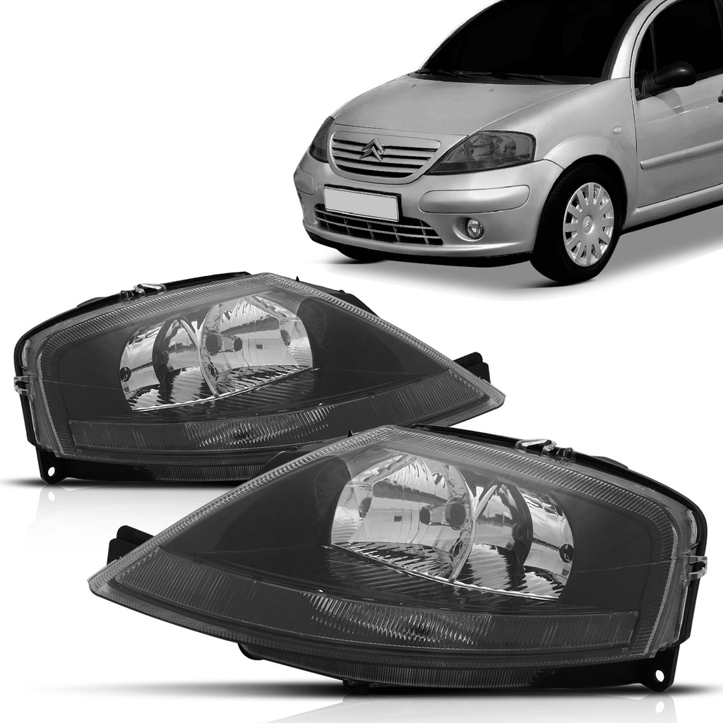 Par Farol C3 2003 2004 2005 2006 2007 2008 2009 2010 2011 2012 Mascara Negra em Oferta na Shopee