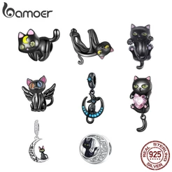 Pingente De Contas Bamoer Série Gato Preto Prata Para Pulseira Faça Você Mesmo Acessórios