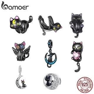 Pingente De Contas Bamoer Série Gato Preto Prata Para Pulseira Faça Você Mesmo Acessórios