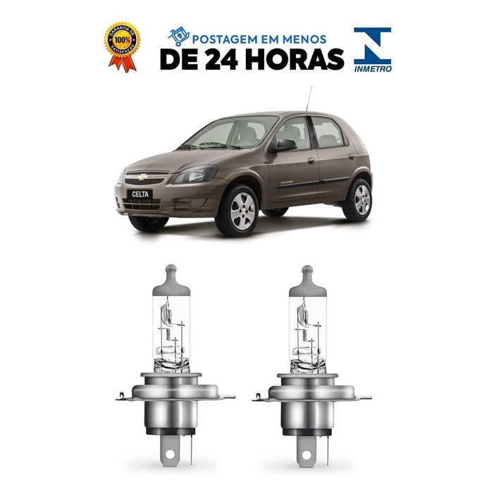 Par Lampada Farol Celta Prisma 2006 2007 2008 2009 2010 2011 2012 2013 2014 2015 H4