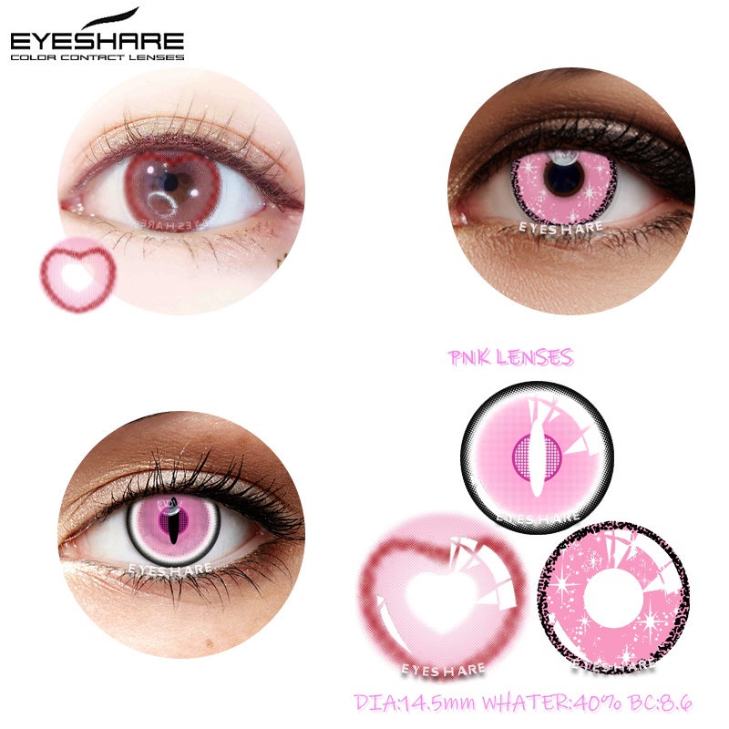 Eyeshore 2 Pcs Série Rosa Beleza Maquiagem Cosplay Lente De Contato Anime Acessórios Para Olhos Color Lentes Do Dia Das Bruxas Olho Contatos Anual Usar 0.00 Graus