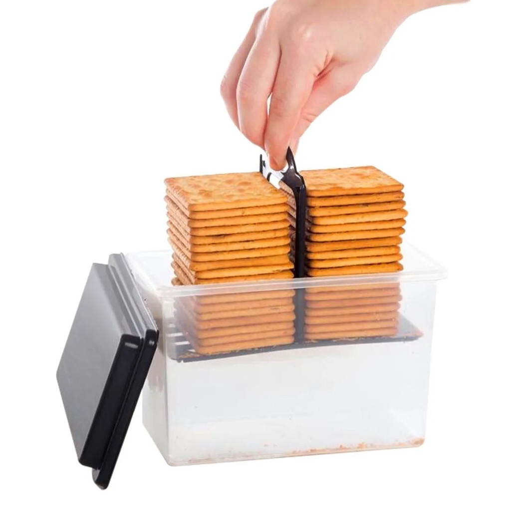 Porta Biscoito Torrada Bolacha Preto com Puxador