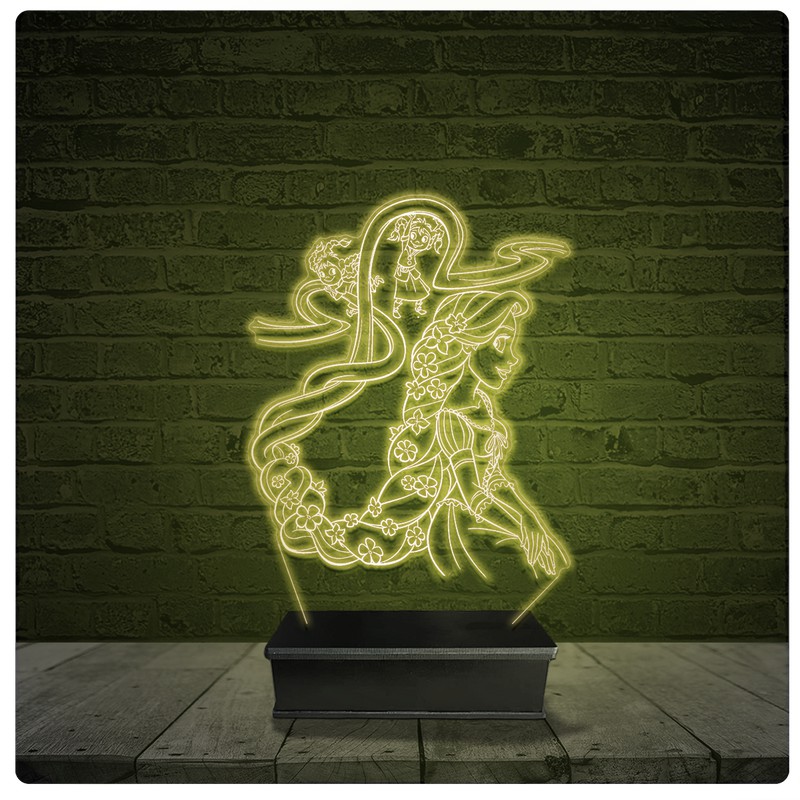Led Luminária Acrílico Abajur - Princesa Rapunzel 01
