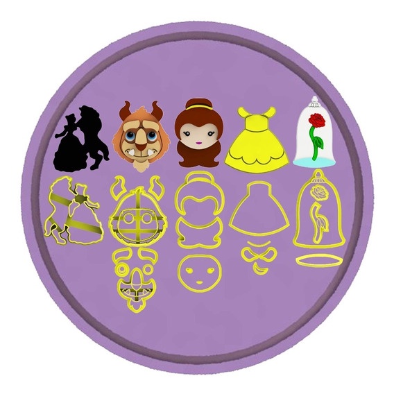 Kit Cortadores A Bela e a Fera 5cm em Oferta na Shopee