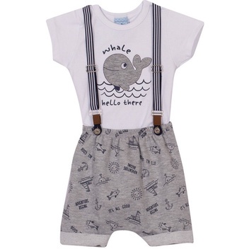 Roupa De Bebê Menino Conjunto Body E Bermuda C/ Suspensório