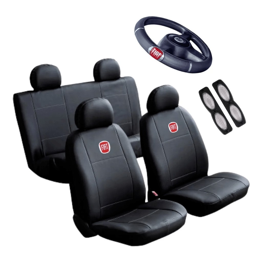 Capa pra Banco Couro Carro Fiat Palio Uno Siena Idea Argo Cronos Grand Siena Punto Stilo Fiorino Strada+Brinde