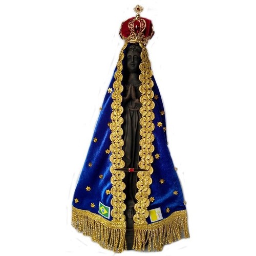 Imagem Nossa Senhora Aparecida 43 Manto Veludo Coroa Metal