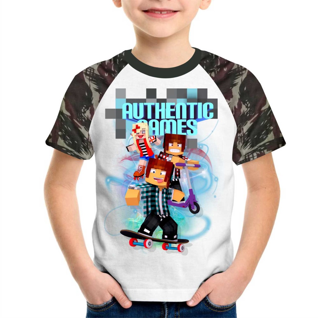 Camiseta Raglan infantil Authentic Games - Mangas Camuflada