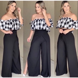 Calça Pantalona Envelope Feminina De Amarrar Com fendas na Lateral Super Moda! ! em Oferta na Shopee