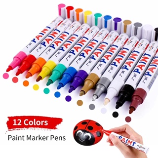 12 Cores Marcador De Tinta Permanente À Prova D'água Colorida DIY Graffti Caneta Marcadora De Pneus De Metal em Oferta na Shopee