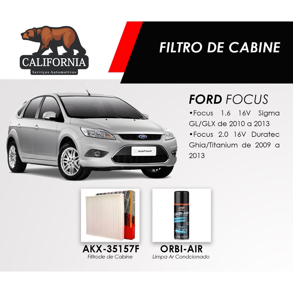 Filtro De Cabine Ar Condicionado Ford Focus 1.6 2.0 G2 2009 a 2013