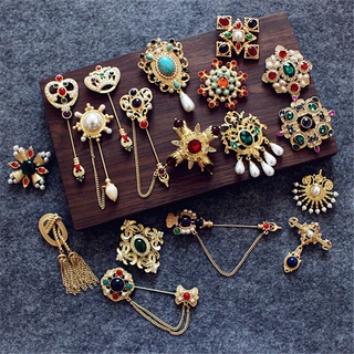 Pin / Joia / Broche Vintage Barroco De Pérolas Crytal Com Strass Imitação De Flores Para Mulheres
