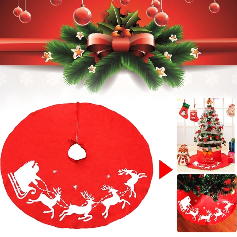 100 cm Saia Vermelha Da Árvore De Natal Tapete Reindeer Sled Papai Noel  Floco De Neve Decoração Do Natal Decoração Do Partido (Aurora) | Shopee  Brasil