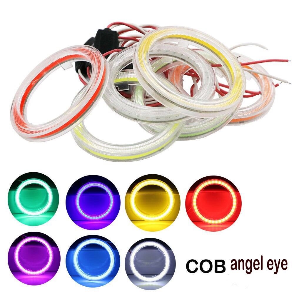 2 Pcs Super Brilhante Anéis De Halo COB LED Angel Eyes Farol Luz De Nevoeiro 60mm 70mm 80mm 90mm 100mm 110mm 120mm Carro Motocicleta DRL Lâmpada Acessórios Da em Oferta na Shopee