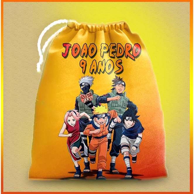 10 sacolinhas personalizada tecido NARUTO AMIGOS para lembrancinha de festa de aniversario 30cmx20cm
