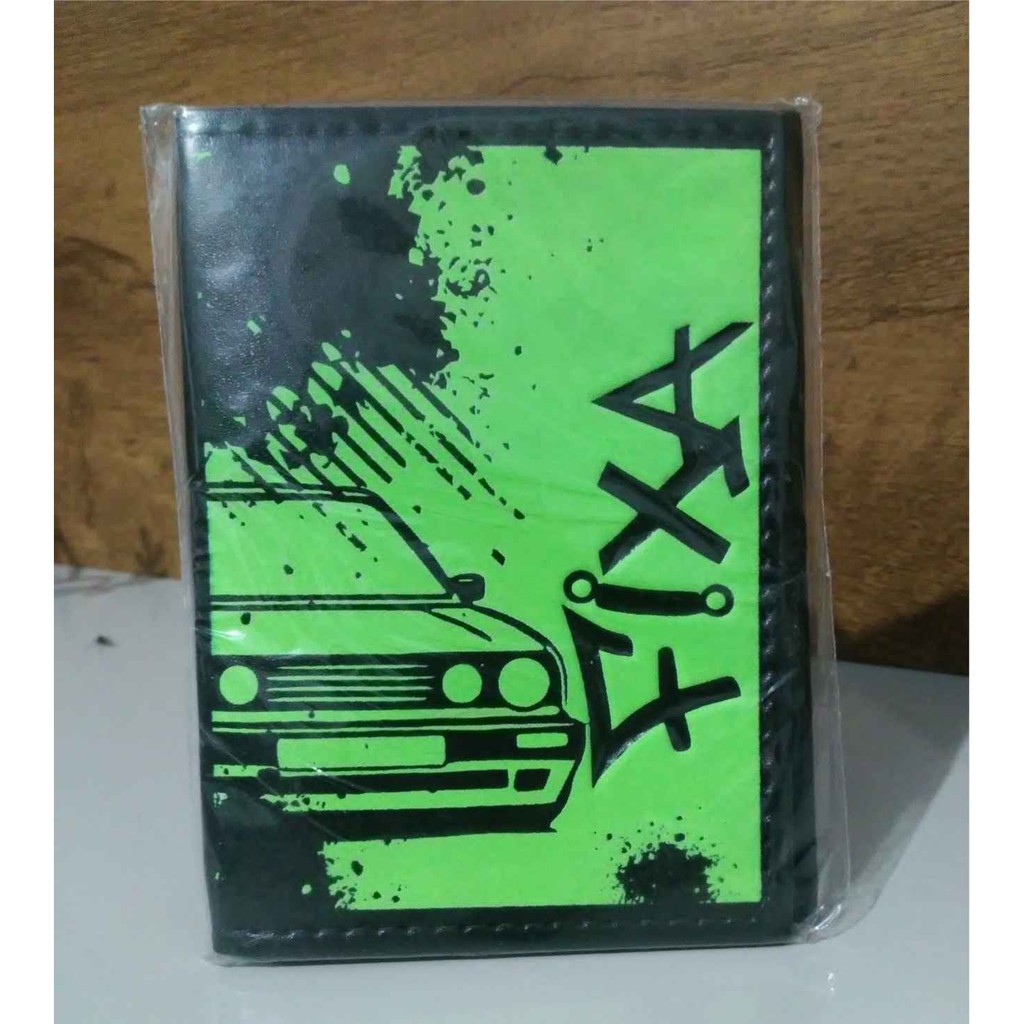 carteira estampada Fixa, slim couro sintético