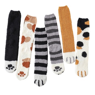 Meia 3/4 ALTA Pata de Gato Felpuda Quentinha Macia Inverno Frio Fofinha Cute 36-40 Cano Alto Divertida
