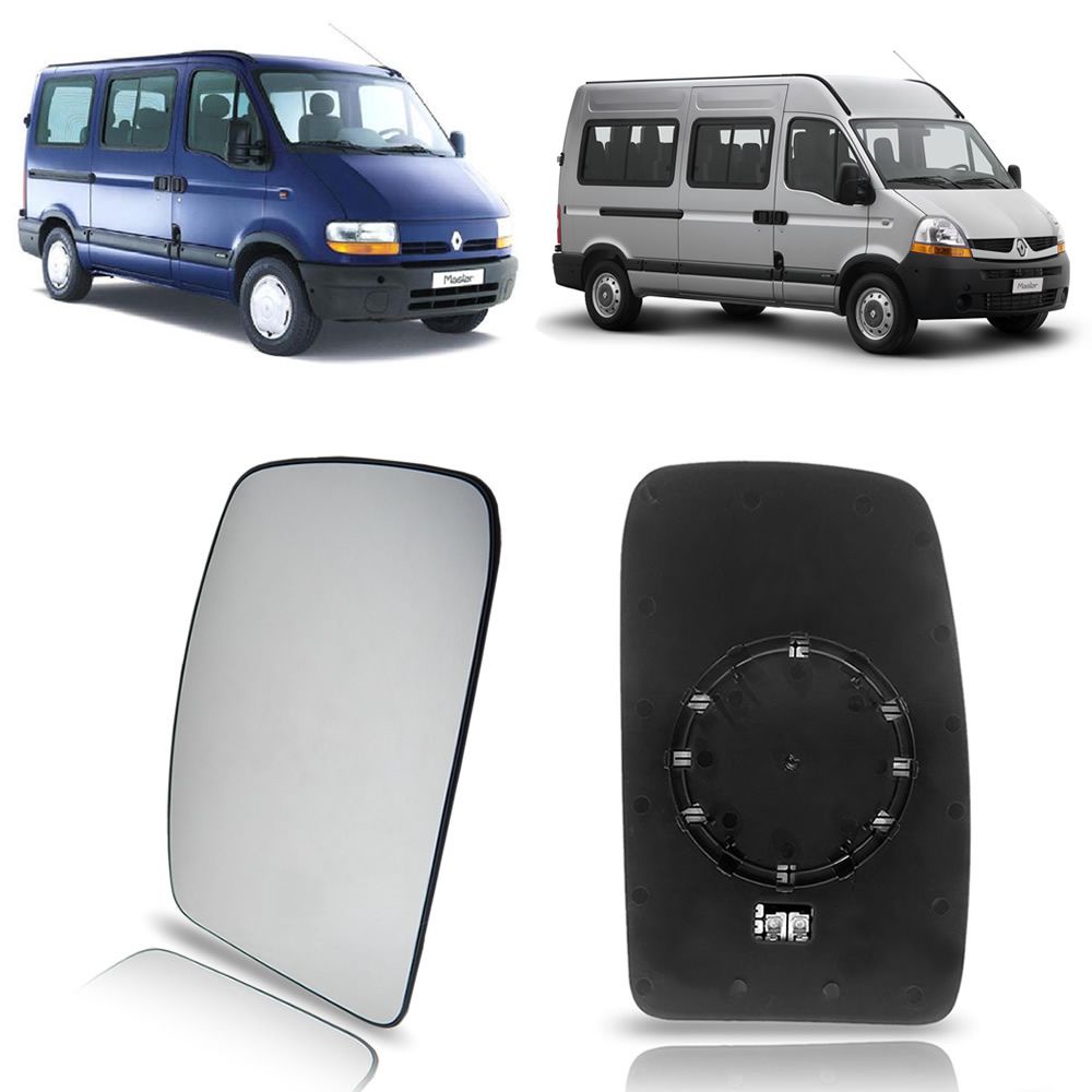 Lente do Retrovisor Com Base e Desembaçador (Lado Direito) Renault Master 2003/2013
