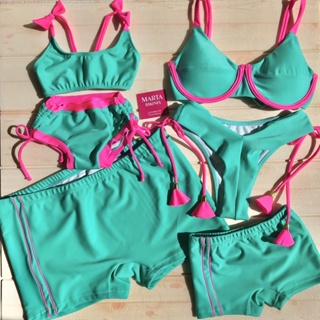 conjunto praia família verde água em Oferta na Shopee