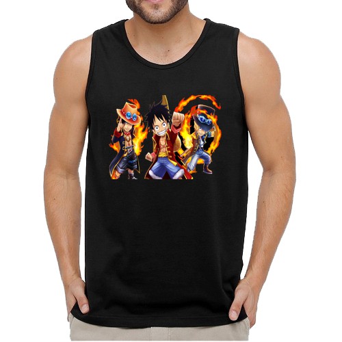 Camiseta Regata Masculina One Piece Monkey D. Luffy Sanji  Anime Camisa Mangá.