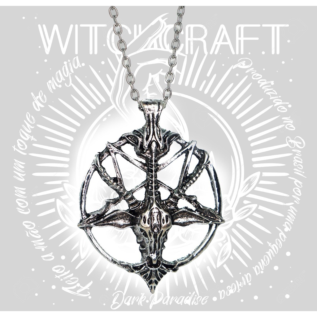 Pingente pentagrama baphomet - invertido g[otico rock satanismo pentagrama invertido