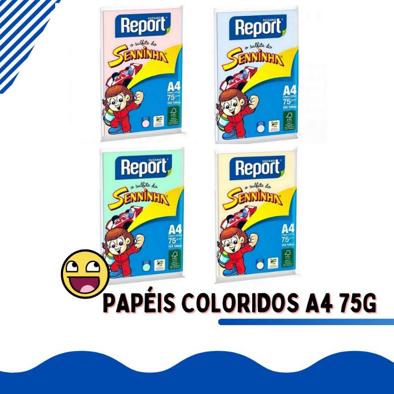 Papel Sulfite Brancocolorido A4 75g 210mmx297mm C100 Unidades Senninha Shopee Brasil 7250