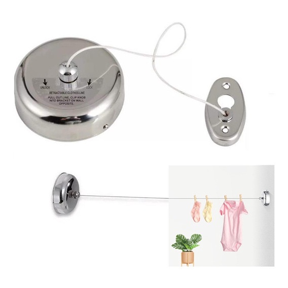 Varal Retrátil Inox de Parede Banheiro Lavanderia
