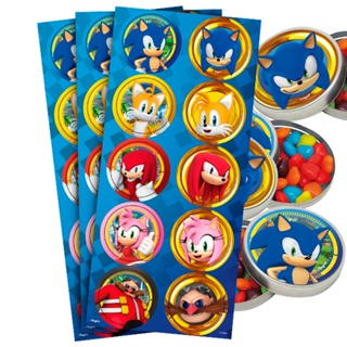 30 Adesivos Sonic redondo decoração festa aniversário em Oferta na Shopee