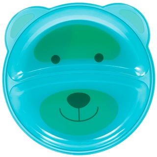 Prato Infantil Com 2 Divisórias Para Bebê +6 Meses Introdução Alimentar Ursinho Azul Buba