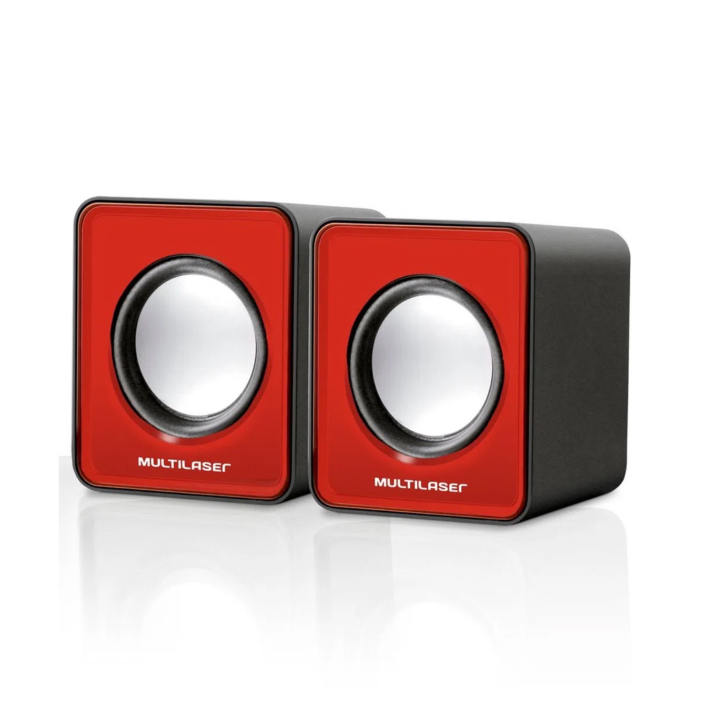 CAIXA DE SOM 2.0 MINI - MULTILASER 3W VERMELHA SP197