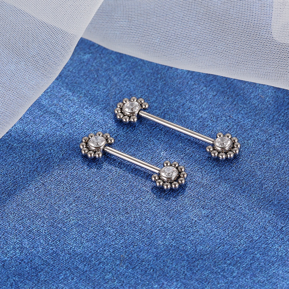 Piercing Barbell Titânio pvd Push Pin Indiano Zircônia | Mamilo, Língua e Outros