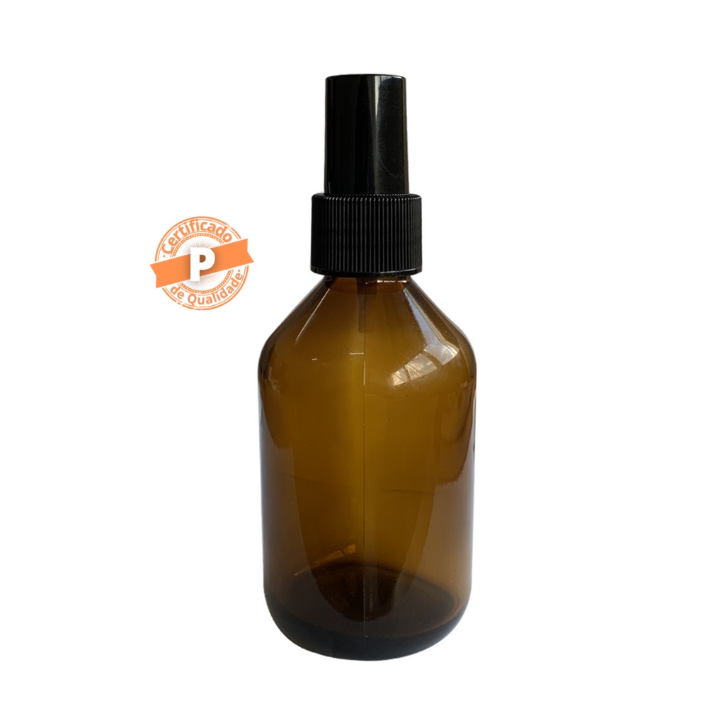 Frasco De Vidro Âmbar 100ml C/ Válvula Spray (20 Unidades) em Oferta na Shopee