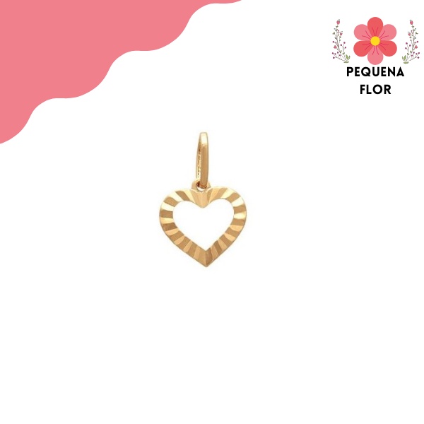 Pingente de Coração Vazado Diamantado, Pingente Coraçãozinho Banhado a Ouro em Oferta na Shopee
