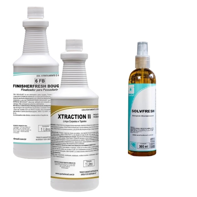 Kit Limpeza de Estofados Xtraction 1l, Finisherfresh 1l, Solvfresh 300ml