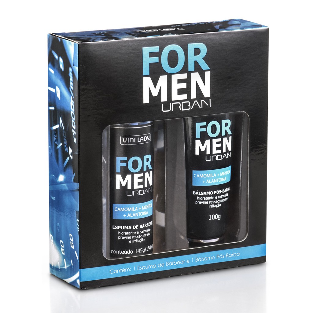 Kit Masculino com Espuma de Barbear e Bálsamo Pós-Barba Vini Lady For Men Urban Belezas