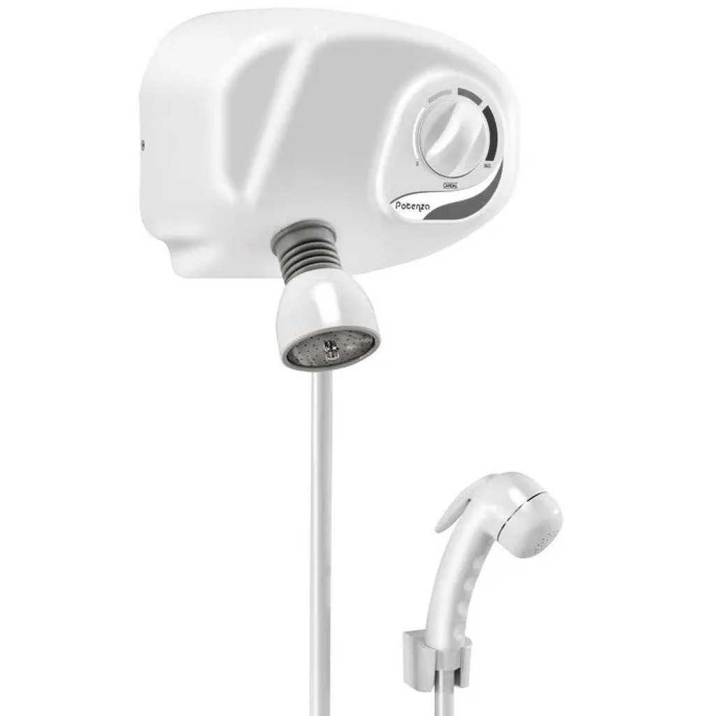 Ducha Cardal Potenza Pressurizada 220v 7800w Branco 4T Desviador Total Modelo Com Pressurizador