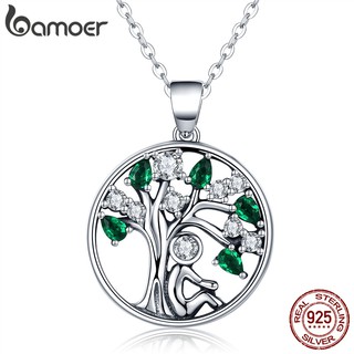 Bamoer Colar Com Pingente De Árvore Da Vida De Cristal / Prata 925