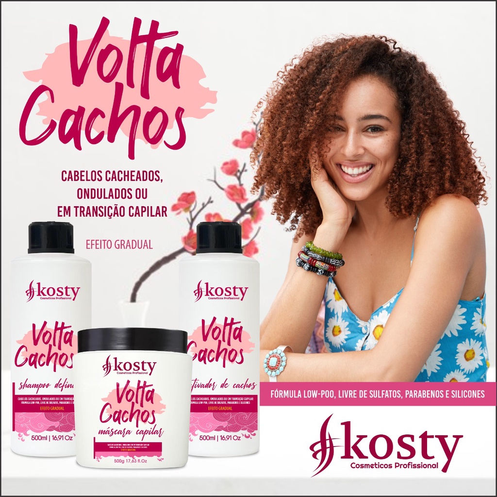 kit volta cachos KOSTY PARA CABELOS EM TRANSIÇÃO CACHEADAS E ONDULADAS