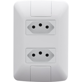 Conjunto Tomada Dupla 10a 2p+t 250v Com Placa Tramontina Aria