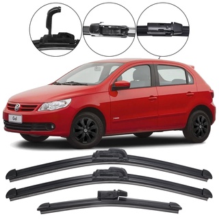 Kit 3 Palhetas Limpador Parabrisa Dianteiro + Traseiro VW Gol G5 2008 2009 2010 2011 2012