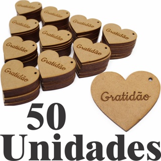 50 Apliques Coração Tag 5x4,4cm Mdf Cru Artesanato Gratidão em Oferta na Shopee