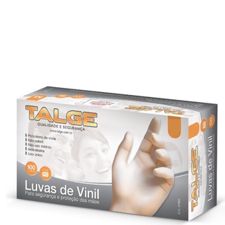 Luva de vinil descartavel c/100 unidades Talge