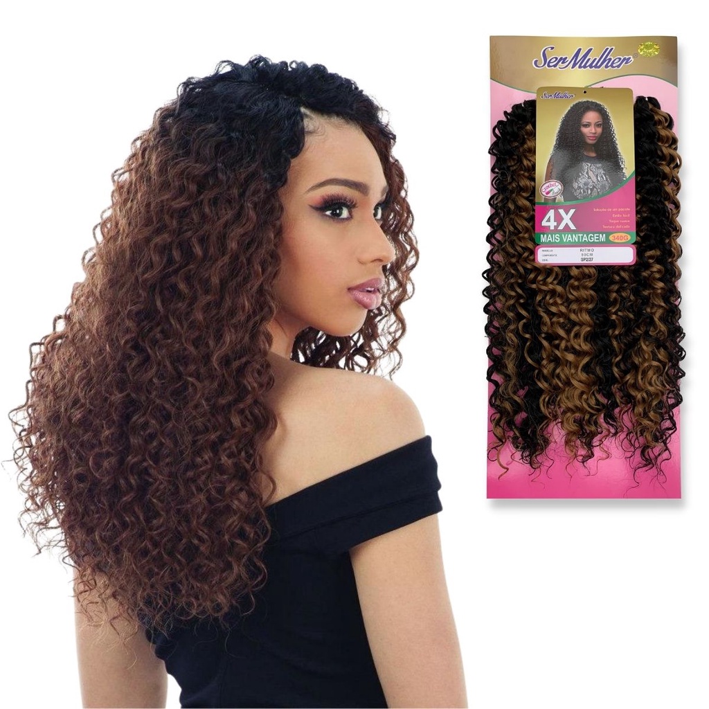 Cabelo Orgânico Cacheado Ritmo Ser Mulher Para Crochet Braid Pacotão 340 Gramas 50 cm