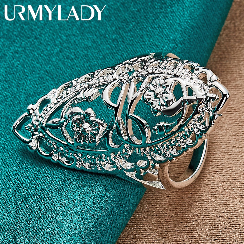 URMYLADY 925 Flor Oval De Prata Esterlina 6-10 # Anel Para Festa De Noivado De Casamento Feminino Jóias De Encanto