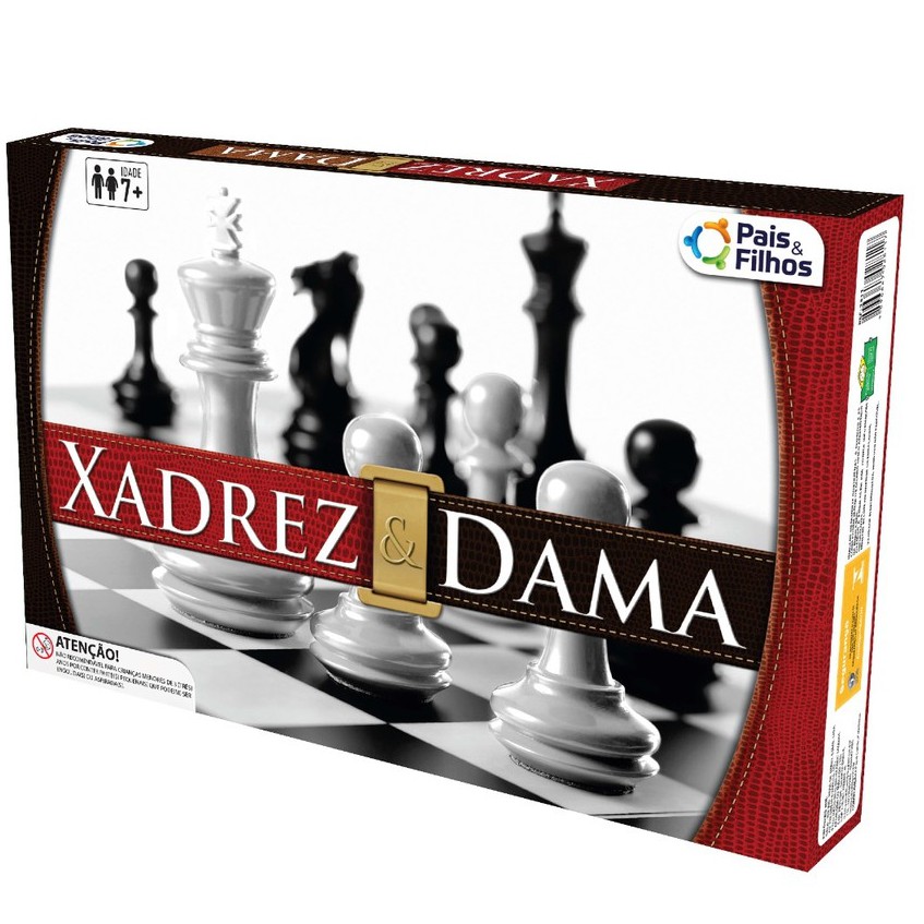 Jogo De Tabuleiro - Xadrez E Dama - Estratégia Dose Dupla Divertido - Pais e Filhos Oficial