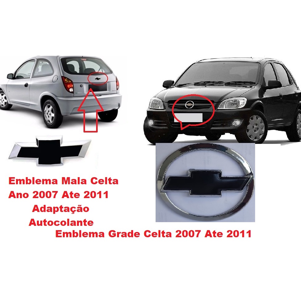 Kit Emblema Grade Celta Prisma 2007 2008 2009 2010 2011 Life E Mala Celta Preto Fosco 5195P 5419P